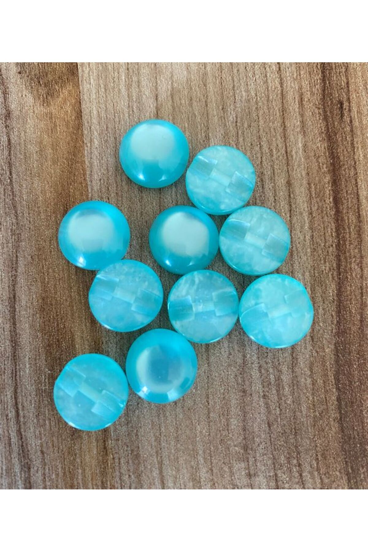 Sedefli Yarım Inci Düğme 1.3cm 10'lu Paket. Turkuaz.