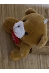 Sevimli Kalpli Ayıcık Peluş Anahtarlık. 11cm. Renk:taba.