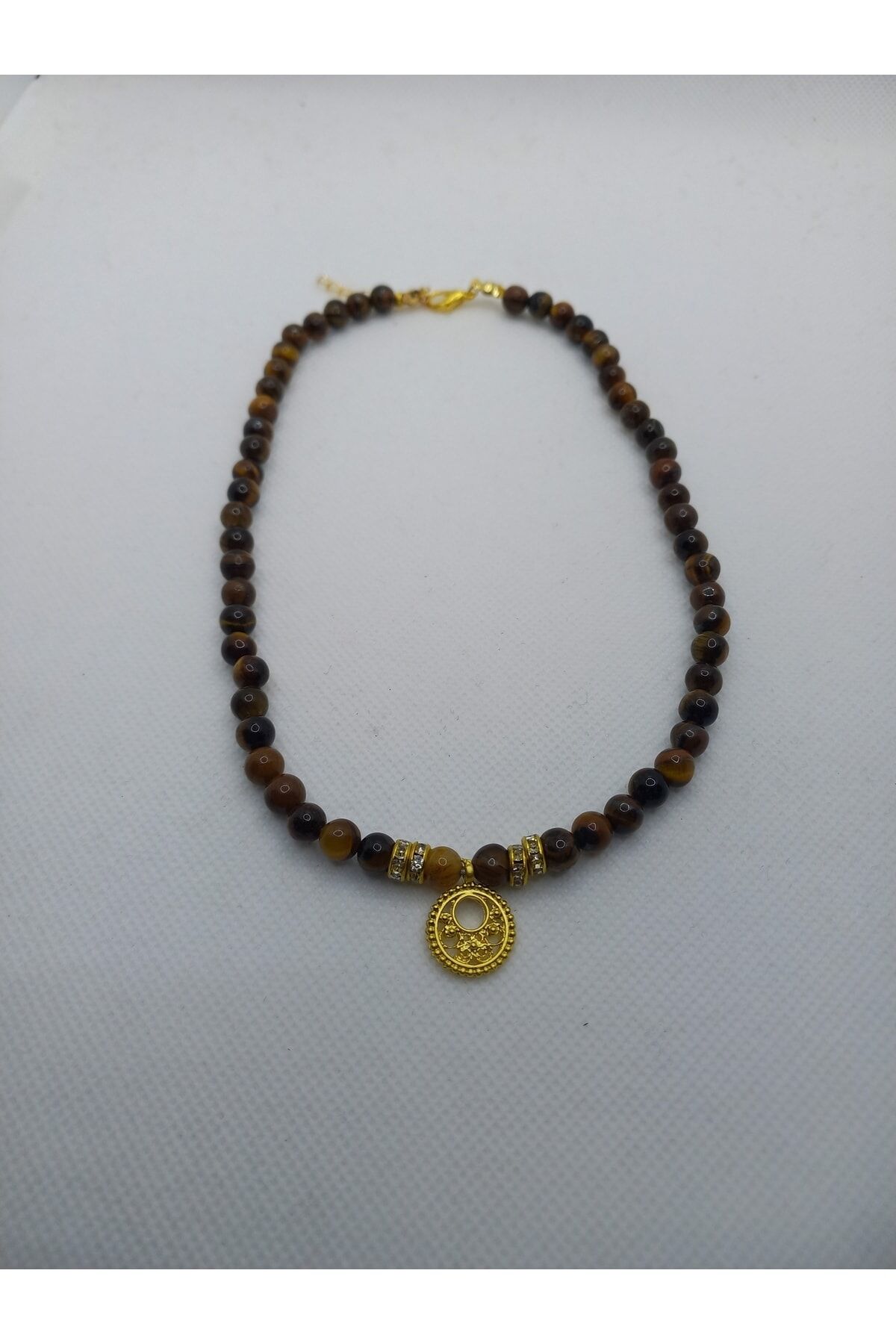 Kahverengi Doğal Akik Taşı Kolye