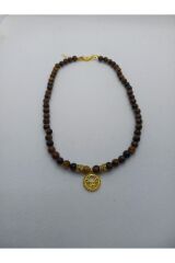 Kahverengi Doğal Akik Taşı Kolye