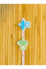 Dekoratif Boyalı Ahşap Emzik Süs Düğme 32 X 35 Mm. 8'li Paket. Renkli.