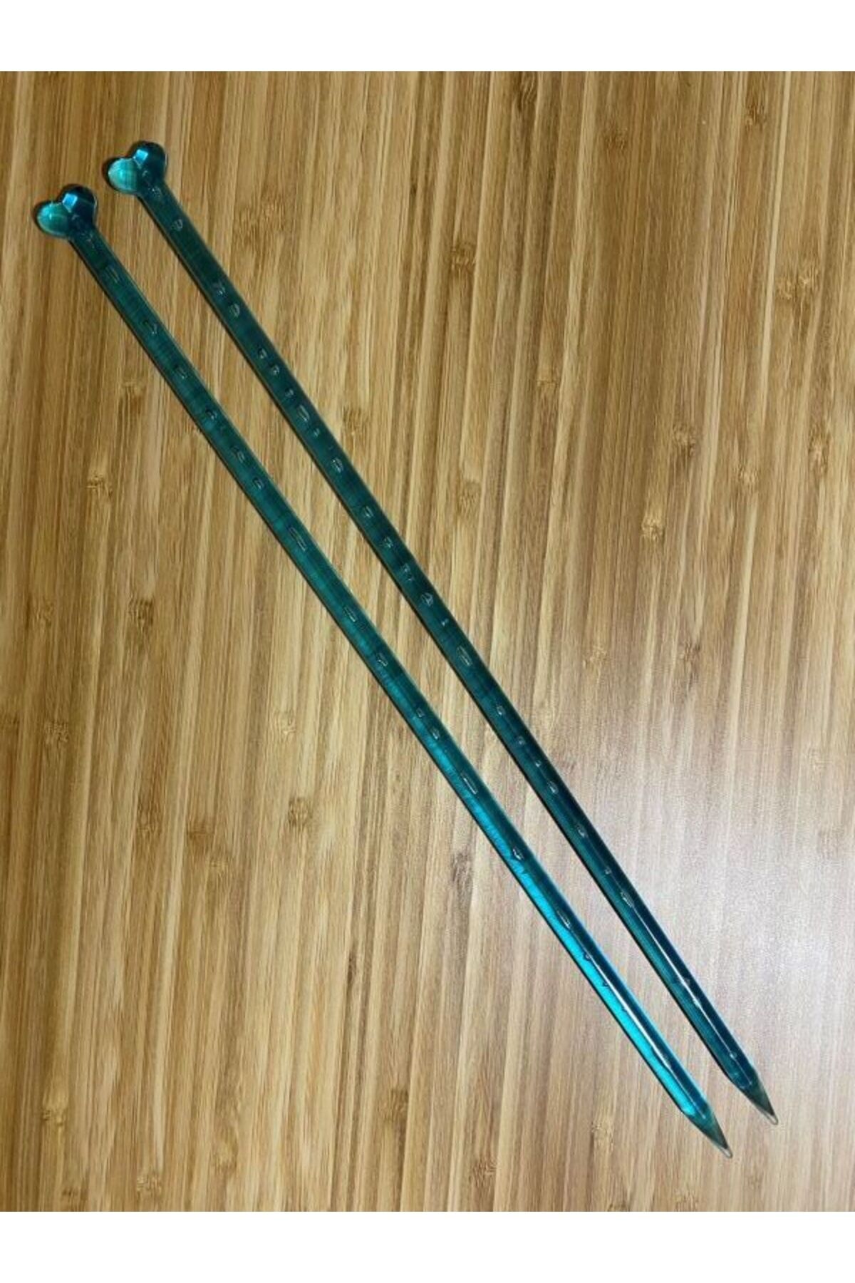 Kalp Başlık Renkli Plastik Örgü Şiş 35 Cm. 1 Çift.