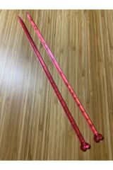 Kalp Başlık Renkli Plastik Örgü Şiş 35 Cm. Pembe 1 Çift.