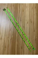 Kalp Başlık Renkli Plastik Örgü Şiş 35 Cm. Yeşil 1 Çift.