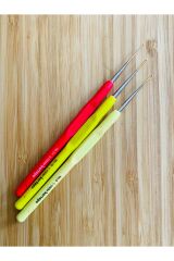 Silikon Saplı Oya, Dantel El İşleme ve Örgü Tığ Seti. 3'lü Set. No: 9,-10,-21