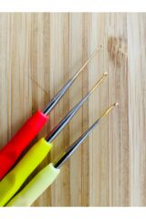 Silikon Saplı Oya, Dantel El İşleme ve Örgü Tığ Seti. 3'lü Set. No: 9,-10,-21