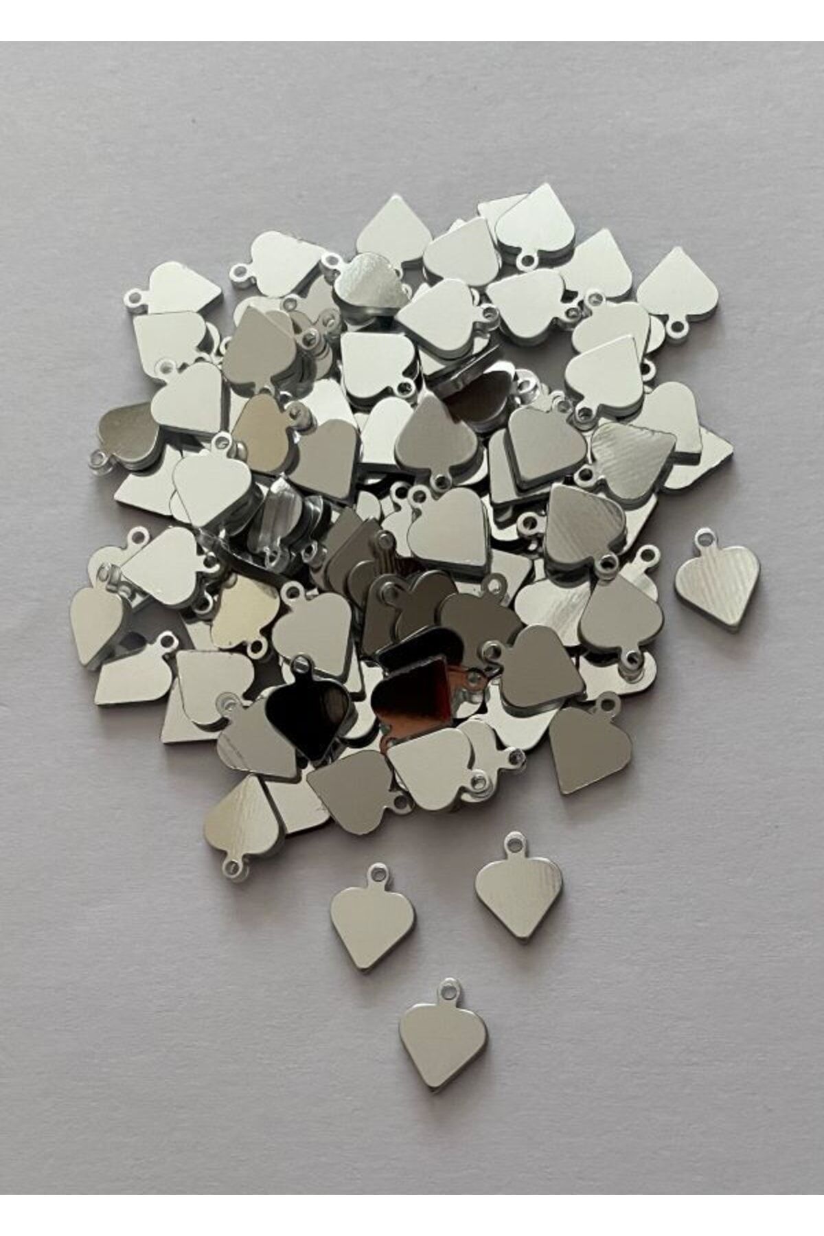 Kalp Gümüş. Oya, Abiye, Halhal, Bileklik, Kolye. Pleksi Metalik Kaplama Plastik El Işleme Pul. 20gr.