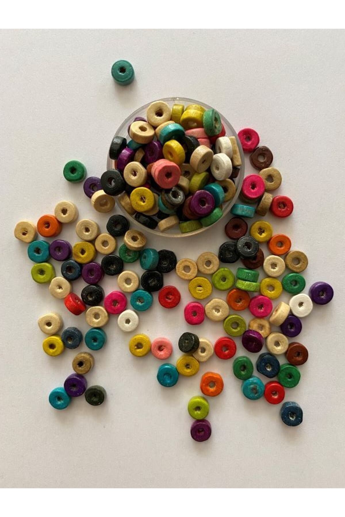 Silindir Ahşap Takı Boncuk Karışık Renkli. 8x3mm. 15gr. 150-155ad.