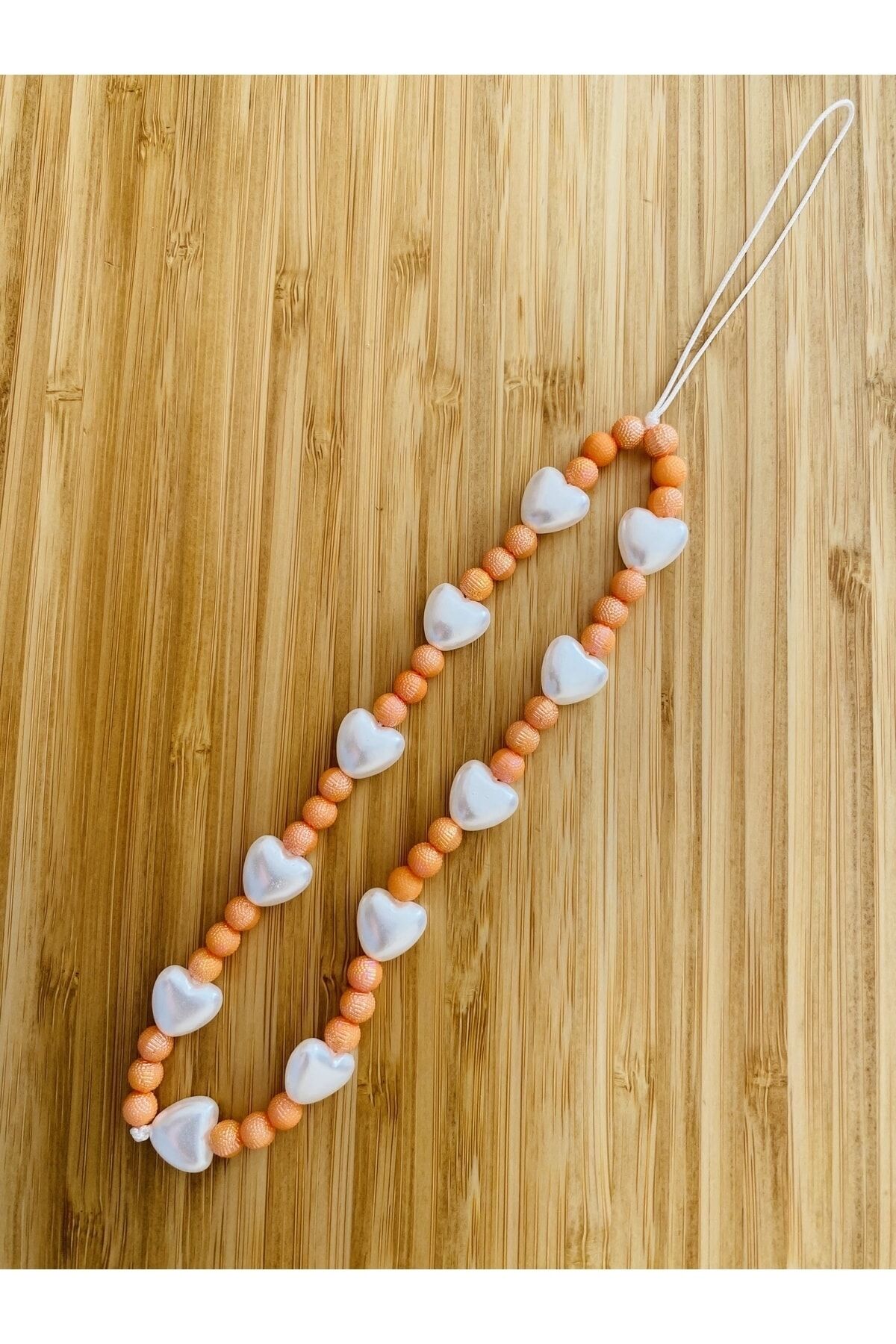 Kalp Plastik Inci Ve Barok Inci Telefon Charm'ı