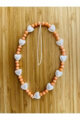 Kalp Plastik Inci Ve Barok Inci Telefon Charm'ı