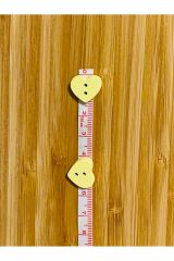 Kalp Şekilli Boyama Ahşap Düğme 13 x 14mm.  6'lı Paket. Sarı.