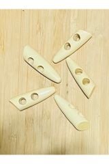 Ahşap Çoban Düğme. 4.5cm 5'li Pkt. BEYAZ.