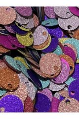 Simli makrame çanta, cüzdan, abiye ve halay mendili el işleme renkli pul 20mm. 25 gr.