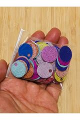 Simli makrame çanta, cüzdan, abiye ve halay mendili el işleme renkli pul 20mm. 25 gr.