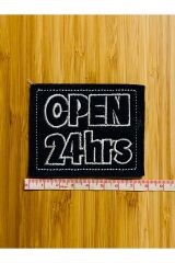 Arma Dikmeli Keçe Kumaş. Open 24 hrs 6x7.5cm. Siyah. 1 adet.