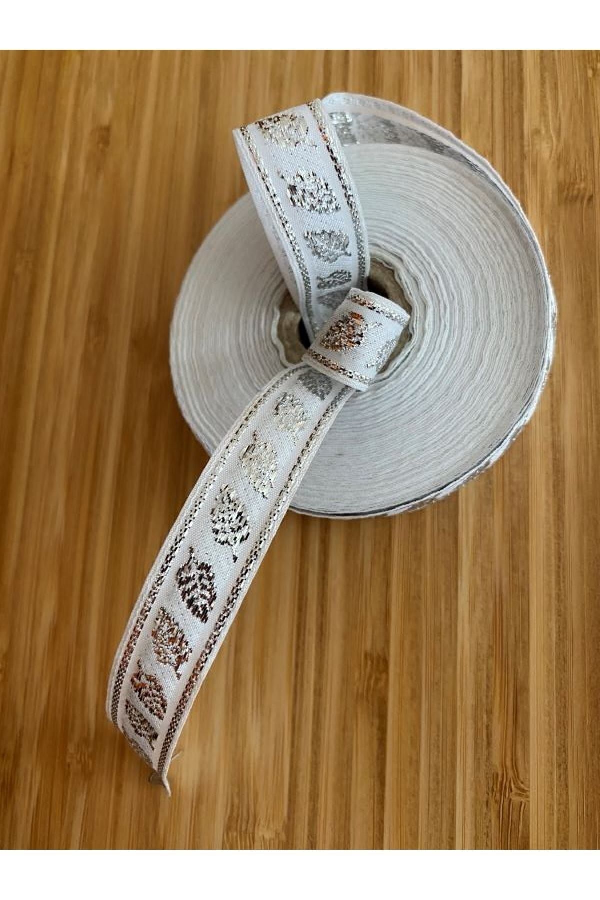 Dekoratif Şerit 25mmx25metre Beyaz Gümüş Sim. No:3