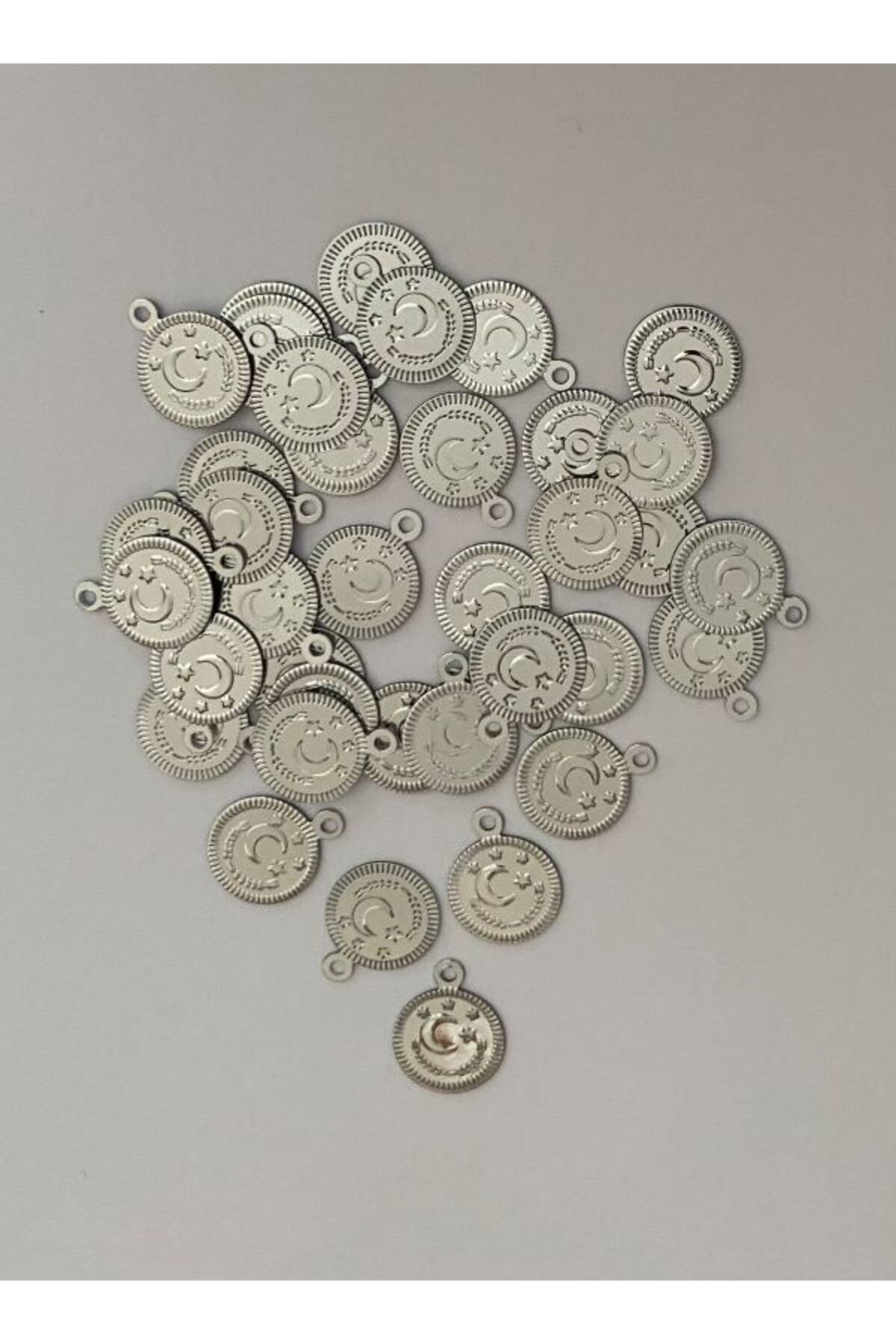 Ay Yıldız Oya, Abiye, Havlu, Çeyiz Vb. Metalik Kaplama Plastik Pul. 11mm. Takriben:270-275 Adet.