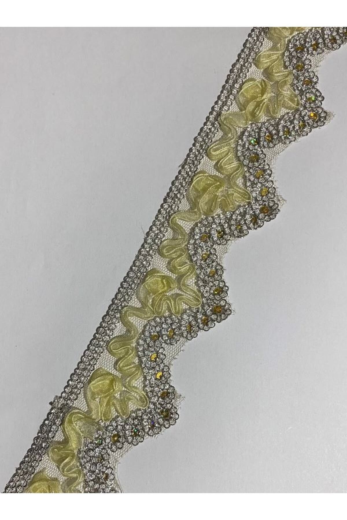 Simli Pullu Organze Güpür 6cmx1metre. Krem