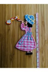 Arma Yapıştırmalı ve dikmeli Su baloncuğu üfleyen kız. 8.5x11cm. 1 adet Renk: Pembe.