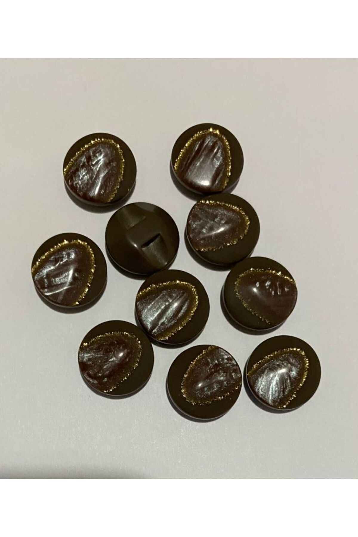 Simli Sedef Düğme Alttan Dikmeli 1.3cm 10 Adet.