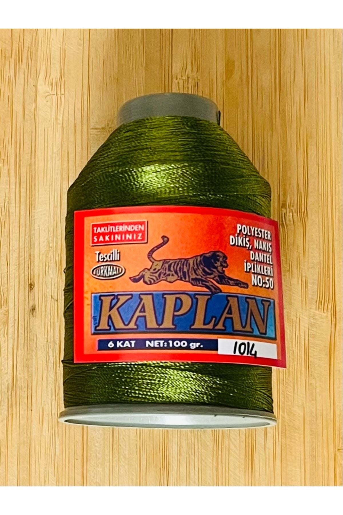 Kaplan 6 Kat 100 gr Polyester Dikiş, Oya, Dantel El İşleme Ipliği. Renk: Kına Yeşili 1014
