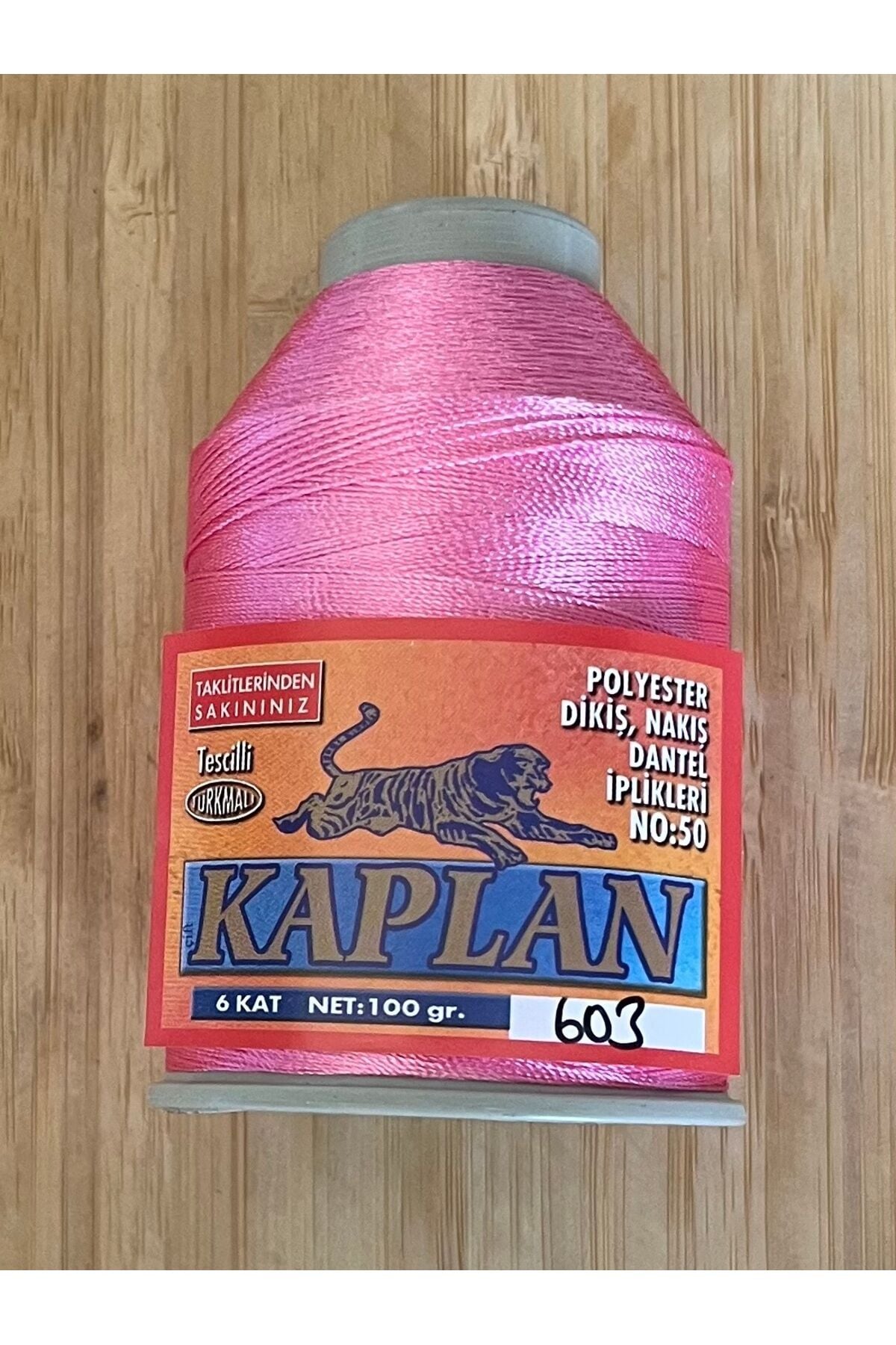 Kaplan 6 Kat 100 gr Polyester Dikiş, Oya, Dantel El İşleme Ipliği. Renk: Pembe 603