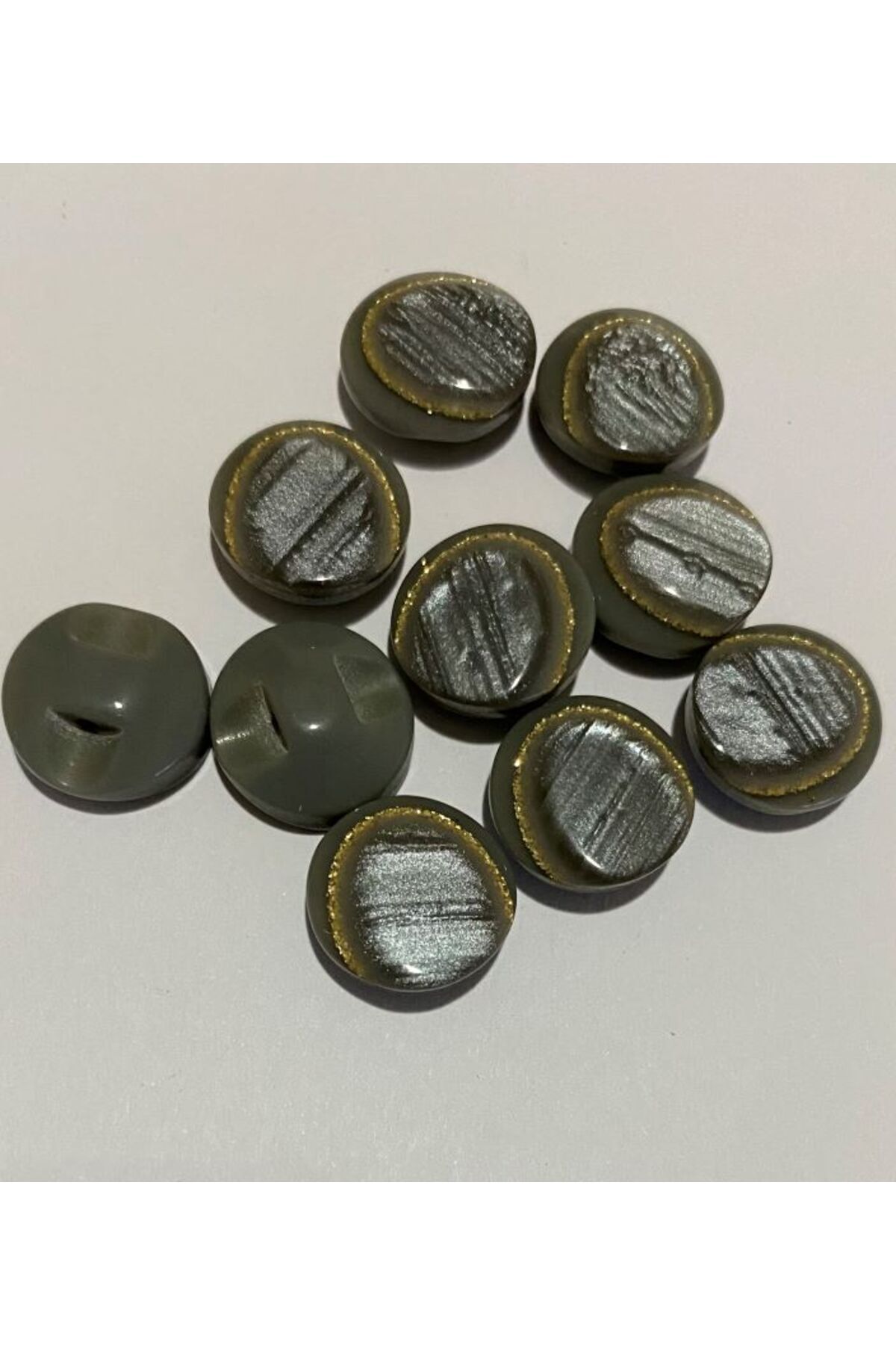 Simli Sedef Düğme Alttan Dikmeli 1.3cm 10 Adet.