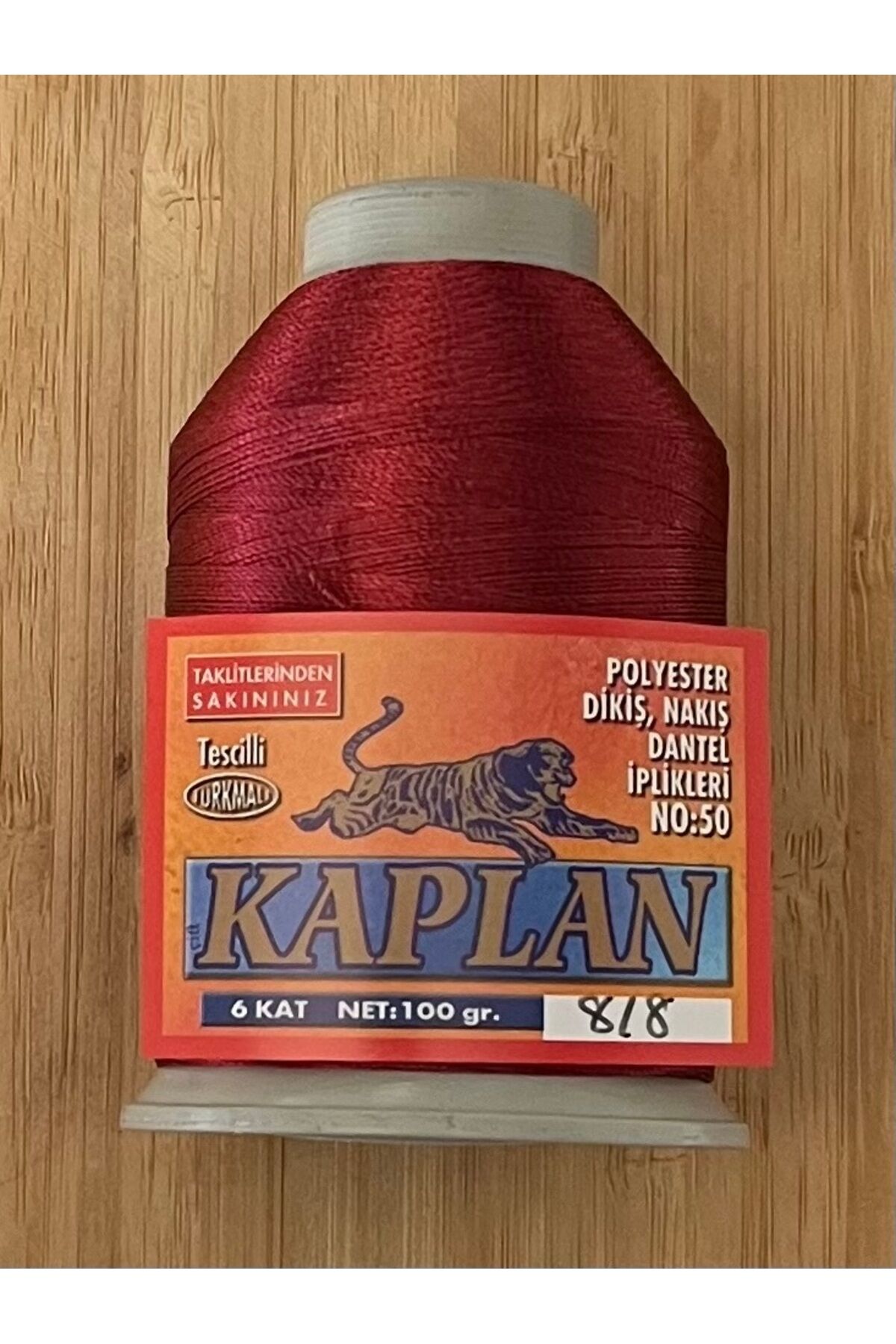 Kaplan 6 Kat 100 gr Polyester Dikiş, Oya, Dantel El İşleme Ipliği. Renk: Bordo 818