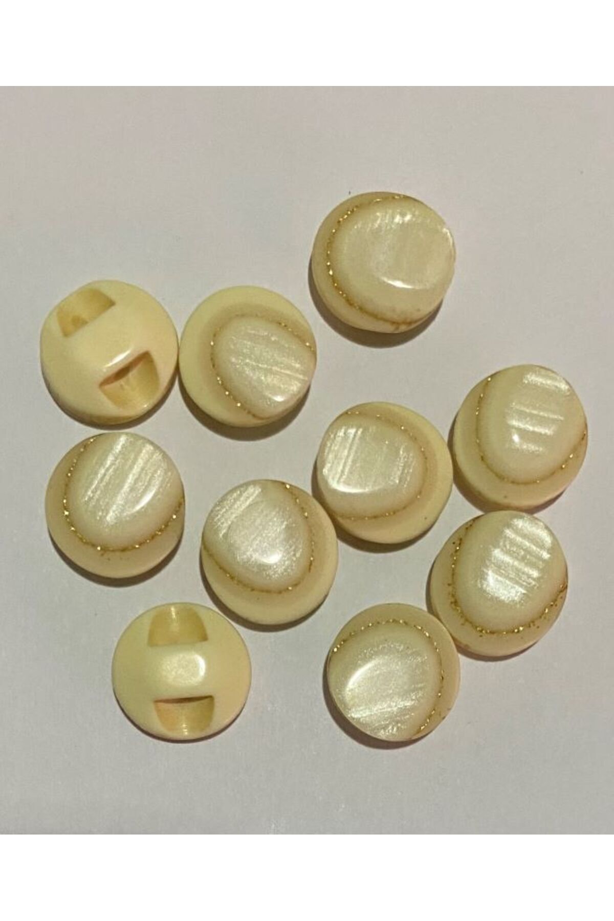 Simli Sedef Düğme Alttan Dikmeli 1.3cm 10 Adet.