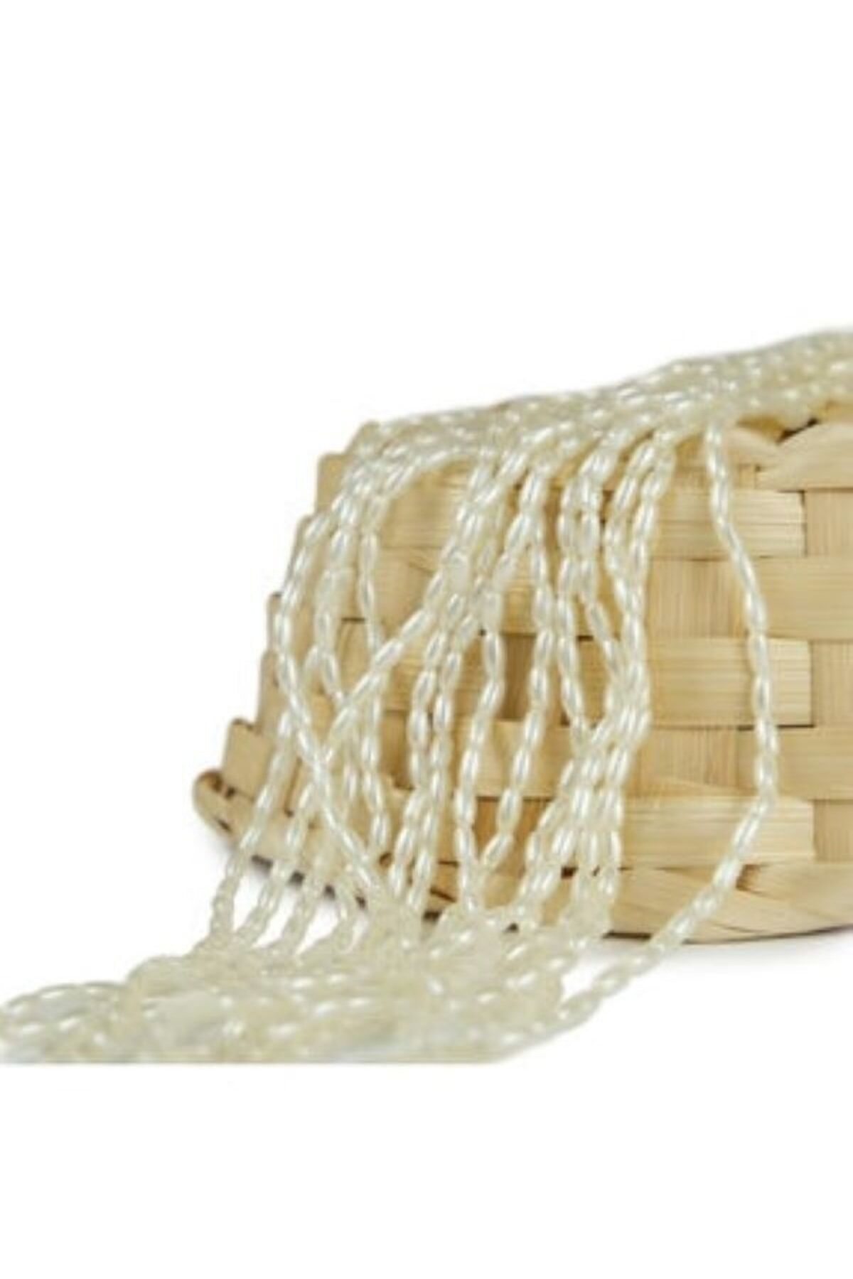 Arpa Boncuk 3x6cm. Beyaz 2 Dizi