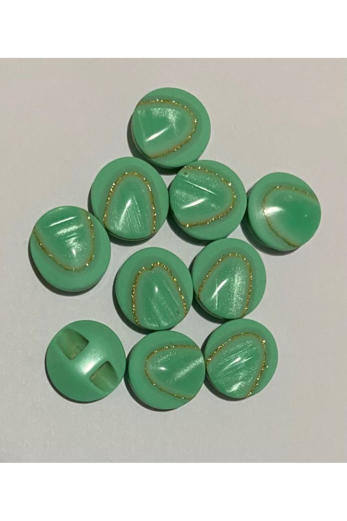 Simli Sedef Düğme Alttan Dikmeli 1.3cm 10 Adet.