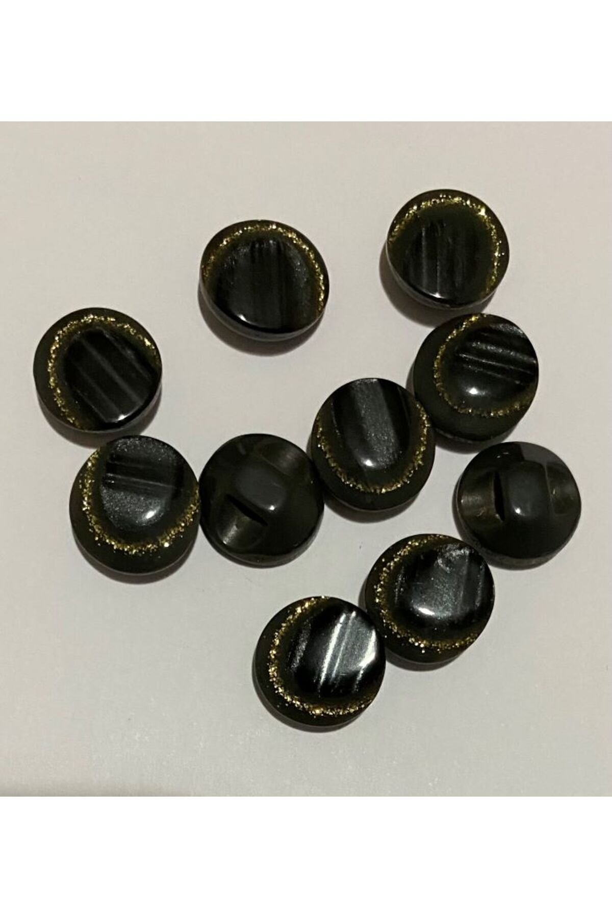 Simli Sedef Düğme Alttan Dikmeli 1.3cm 10 Adet. Renk: Gri/antrasit.