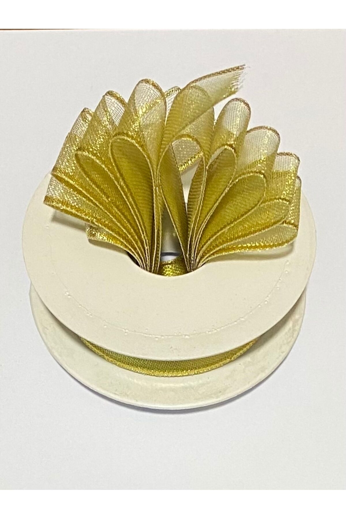 Simli şifon kurdele (kurdale) 2.5cm x 20metre. Renk:Gold.