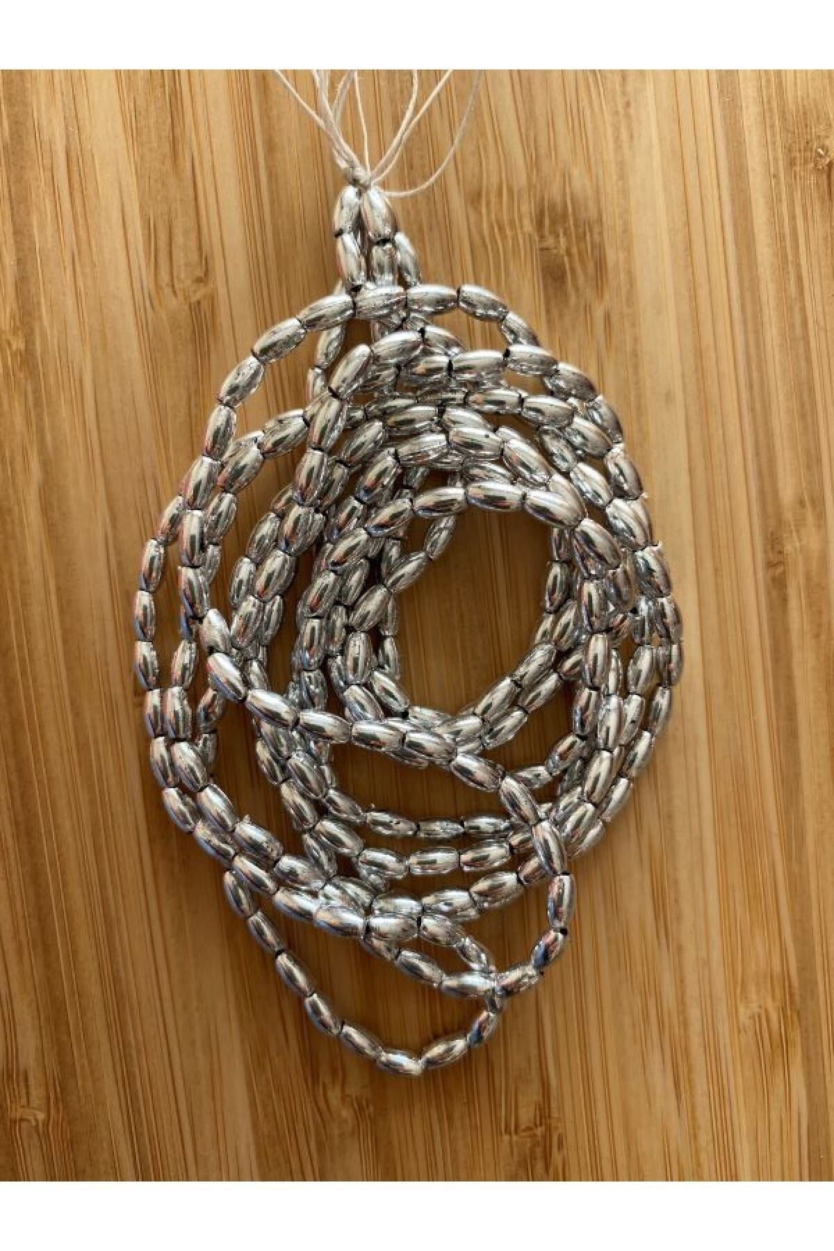 Arpa Boncuk 3x6cm. Gümüş 2 Dizi