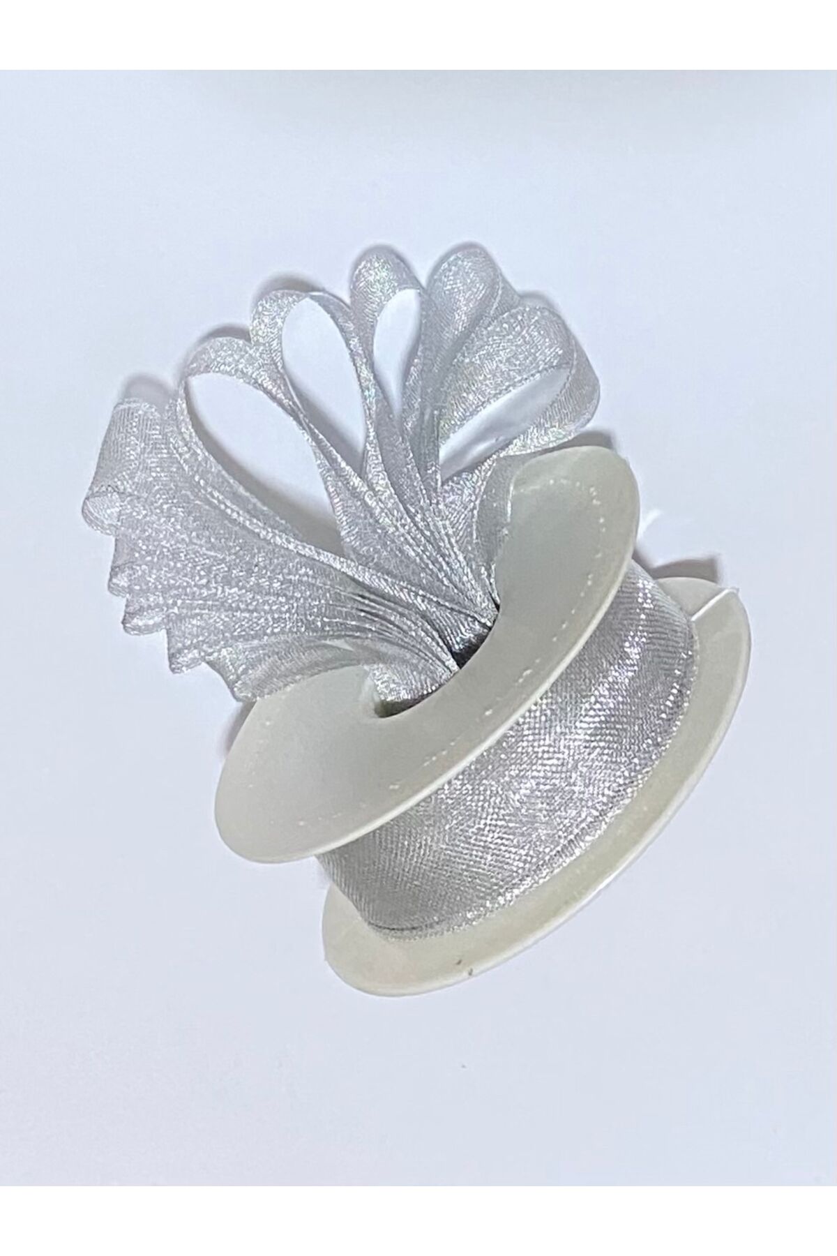 Simli şifon kurdele (kurdale) 2.5cm x 20metre. Renk:Silver.
