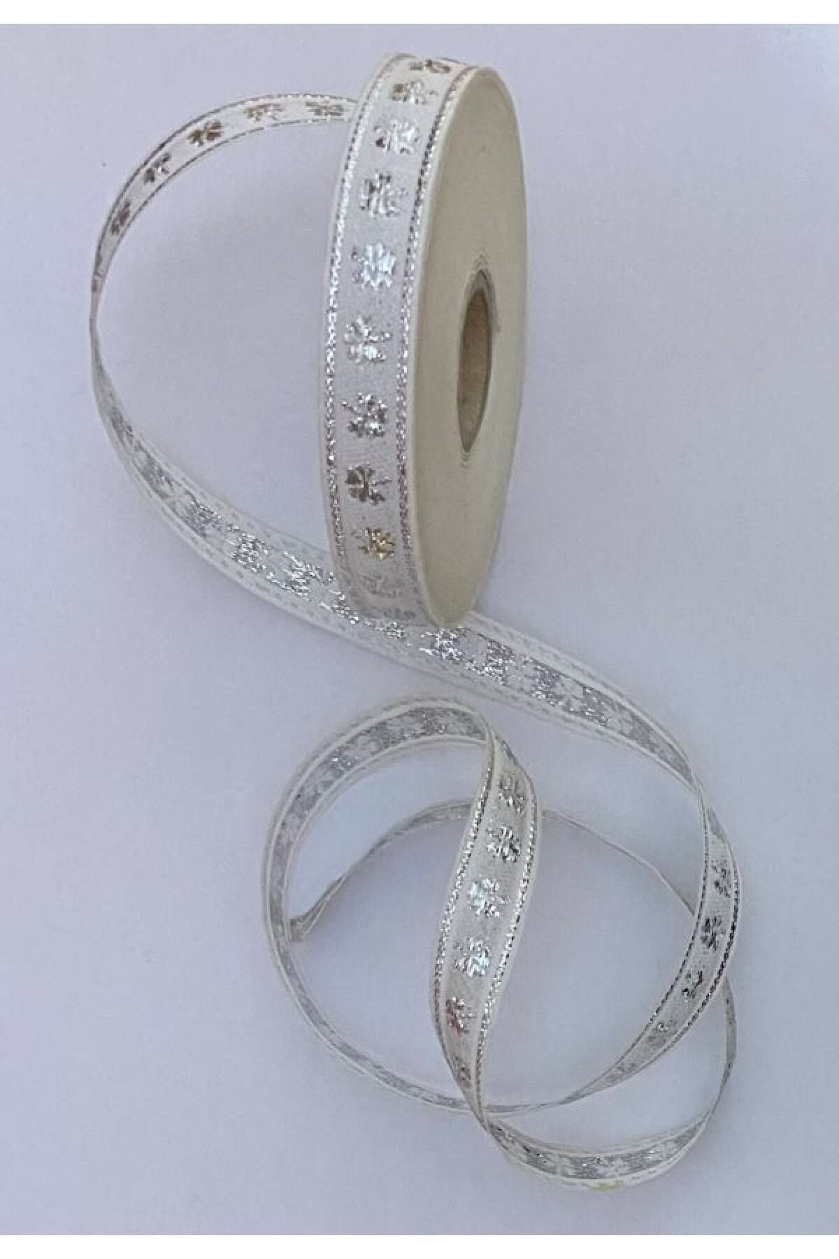 Dekoratif Şerit. 16mmx2metre. Beyaz. Gümüş Sim. No:9