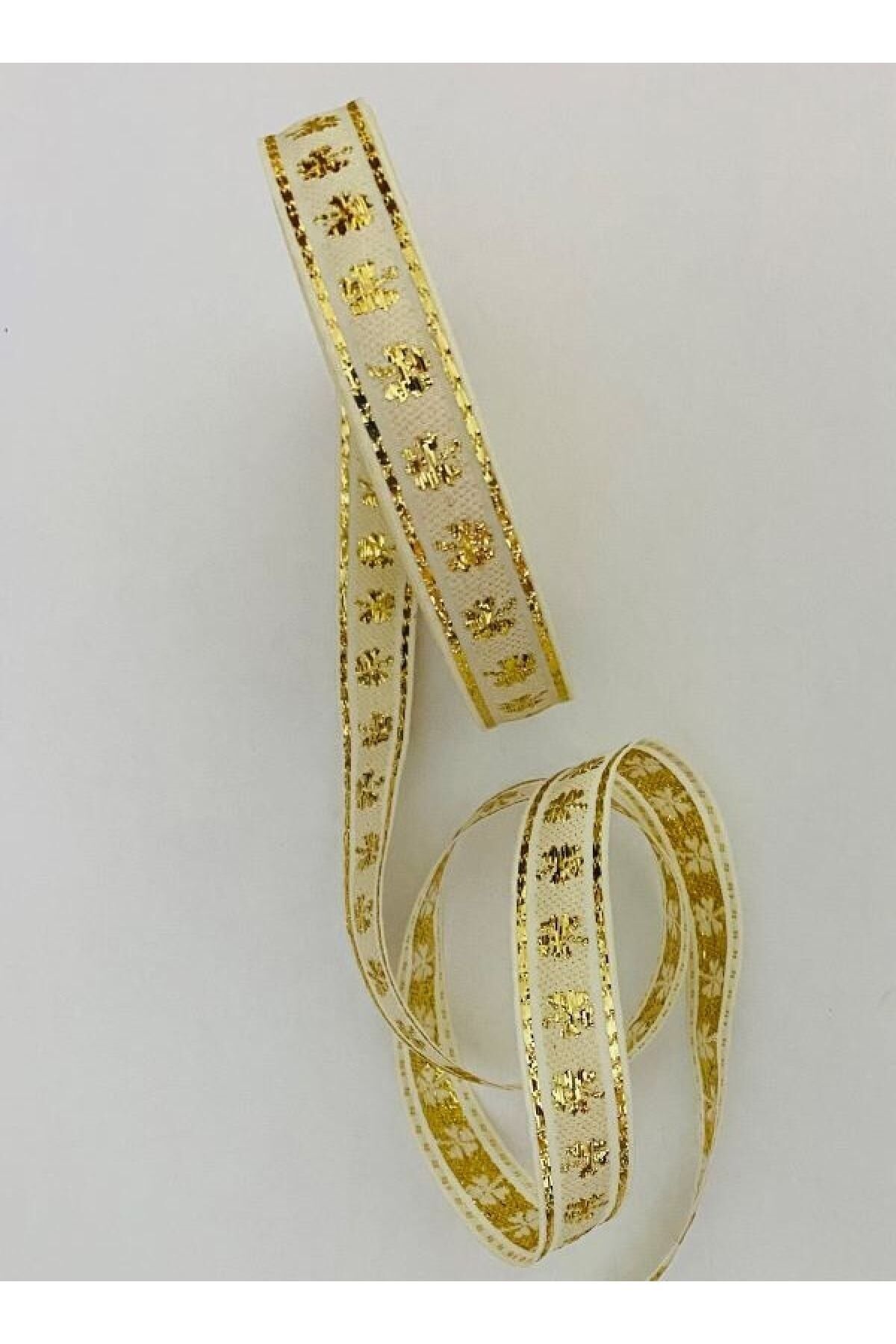 Dekoratif Şerit. 16mmx2metre. Krem. Sarı Sim. No:11