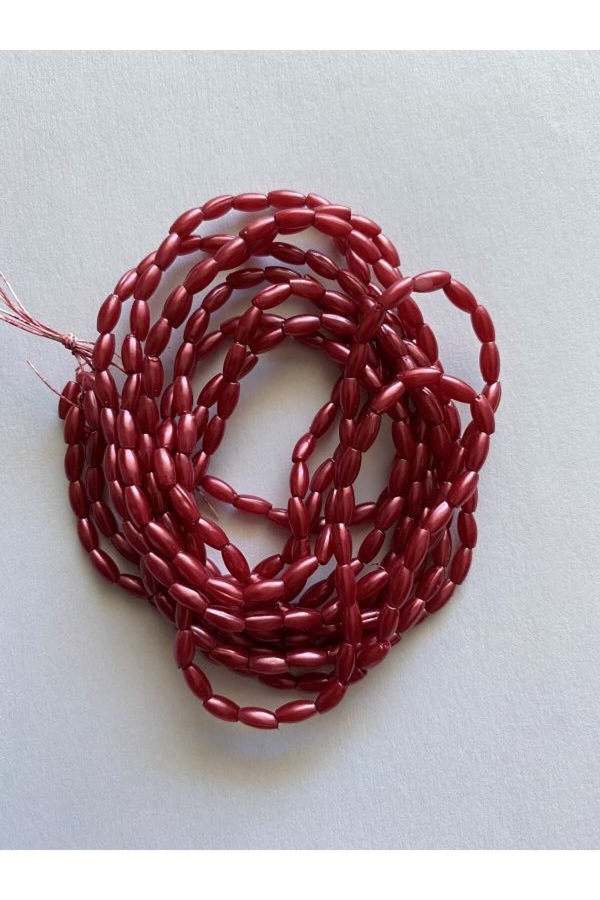 Arpa Boncuk 3x6cm. Koyu Gül Kurusu 2 Dizi