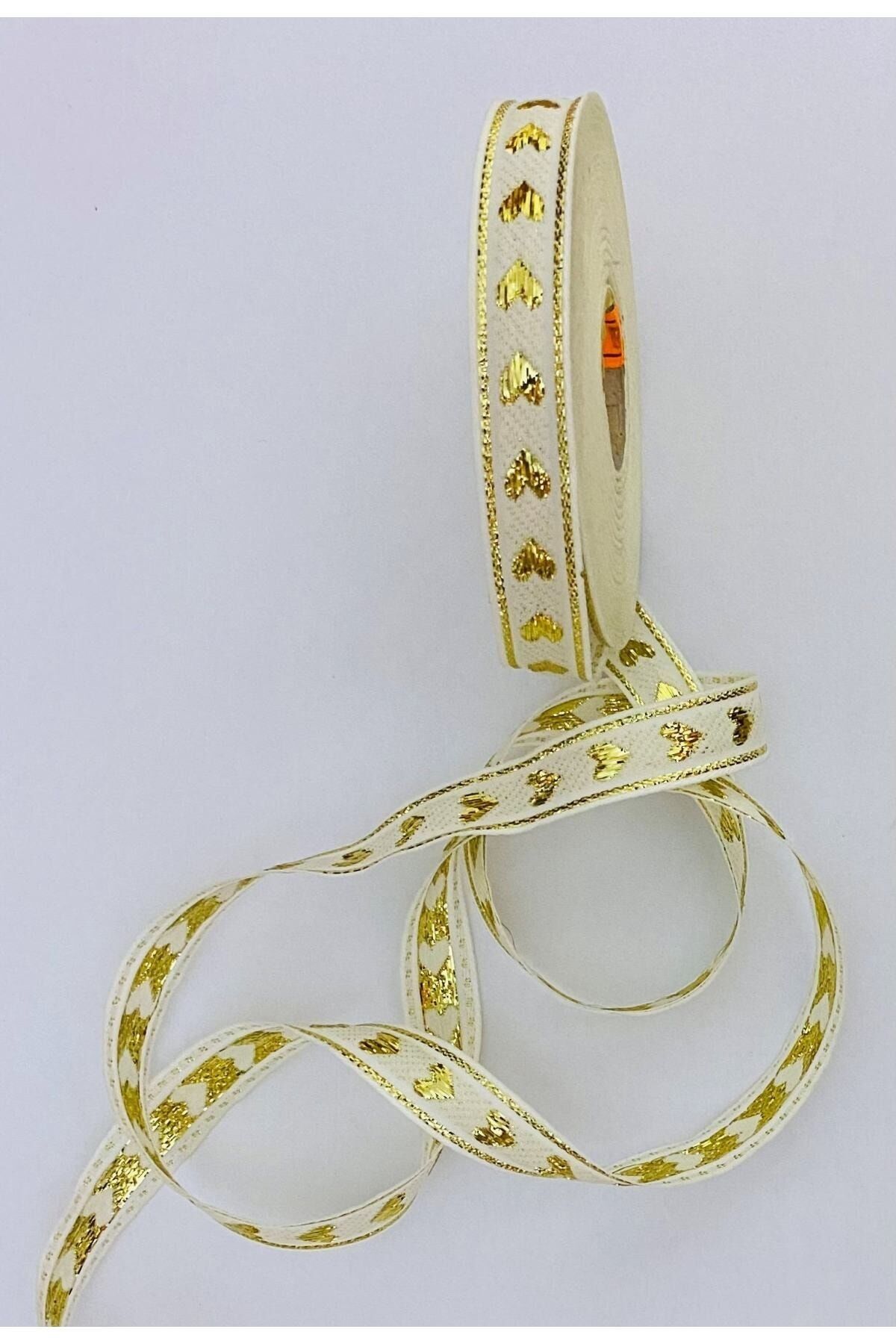 Dekoratif Şerit. 16mmx2metre. Krem. Sarı Sim. No:12