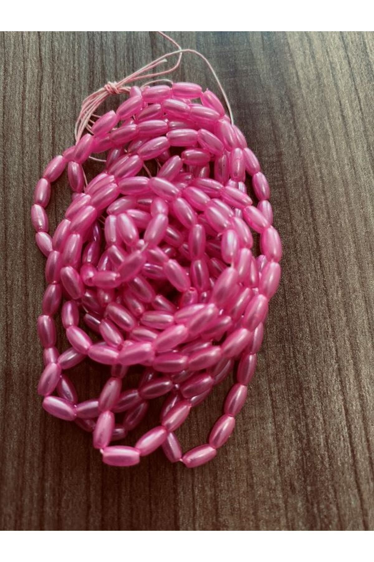 Arpa Boncuk 3x6cm. Koyu Pembe 2 Dizi