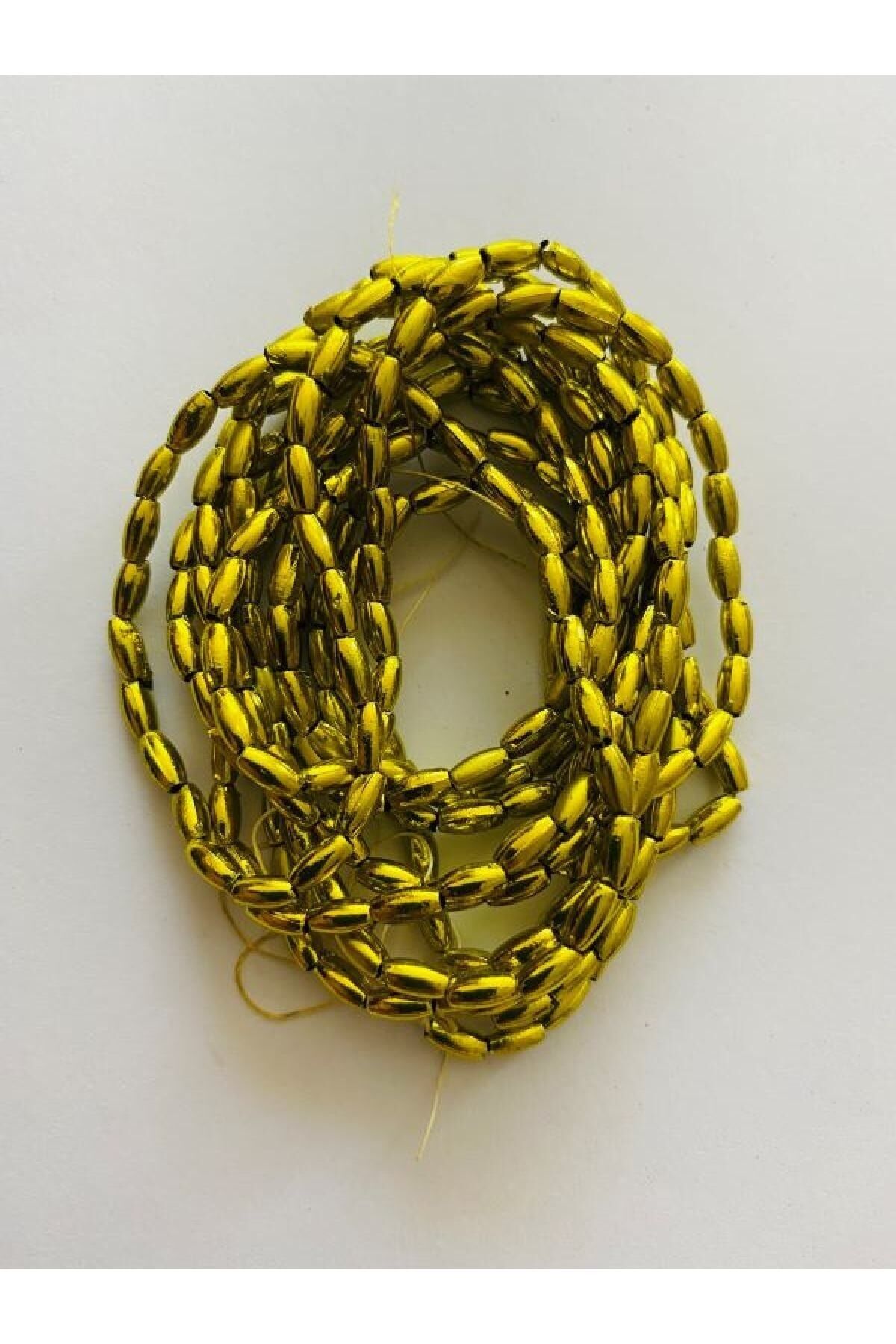 Arpa Boncuk 3x6cm. Metalik Fıstık Yeşili 2 Dizi