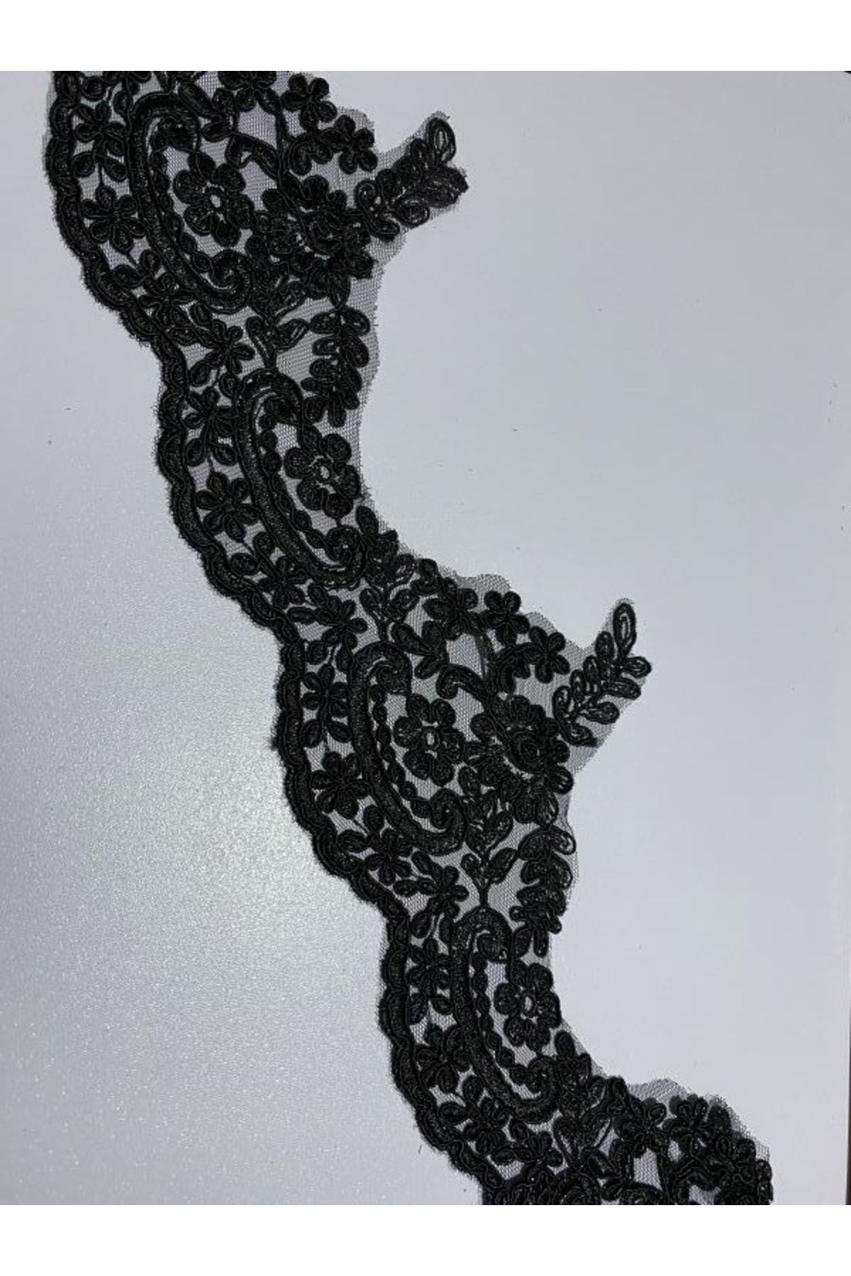 Siyah Fransız Güpür. Eni: 10 Cm X 1.5 Metre.