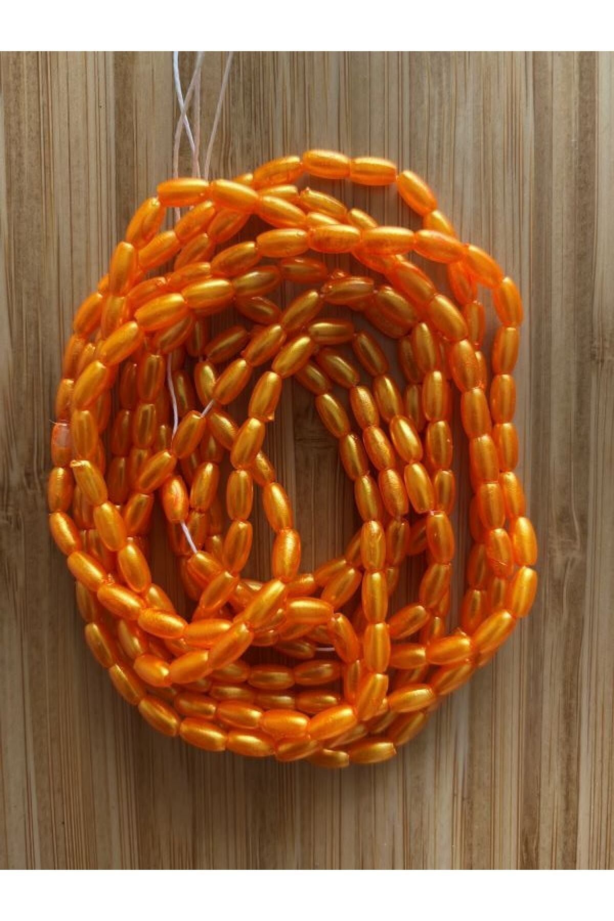 Arpa Boncuk 3x6cm. Turuncu 2 Dizi