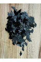 Siyah Kulplu Mini Yaprak Oya, Abiye, Halhal, Bileklik, Kolye. Pleksi Plastik El Işleme Pul. 20gr