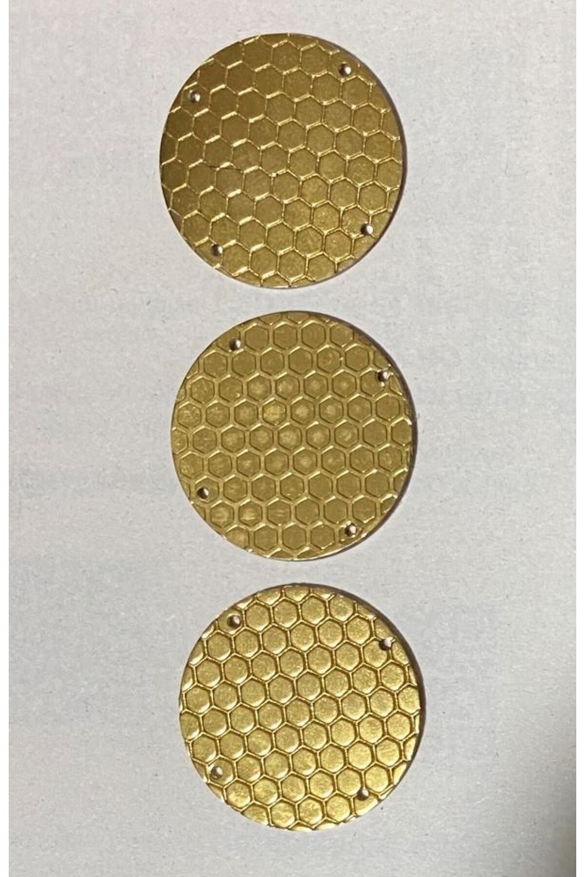 Pleksi Desenli Kalın Plastik Pul 3.2cm. 25gr. 20 Adet. Sarı.