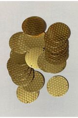 Pleksi Desenli Kalın Plastik Pul 3.2cm. 25gr. 20 Adet. Sarı.