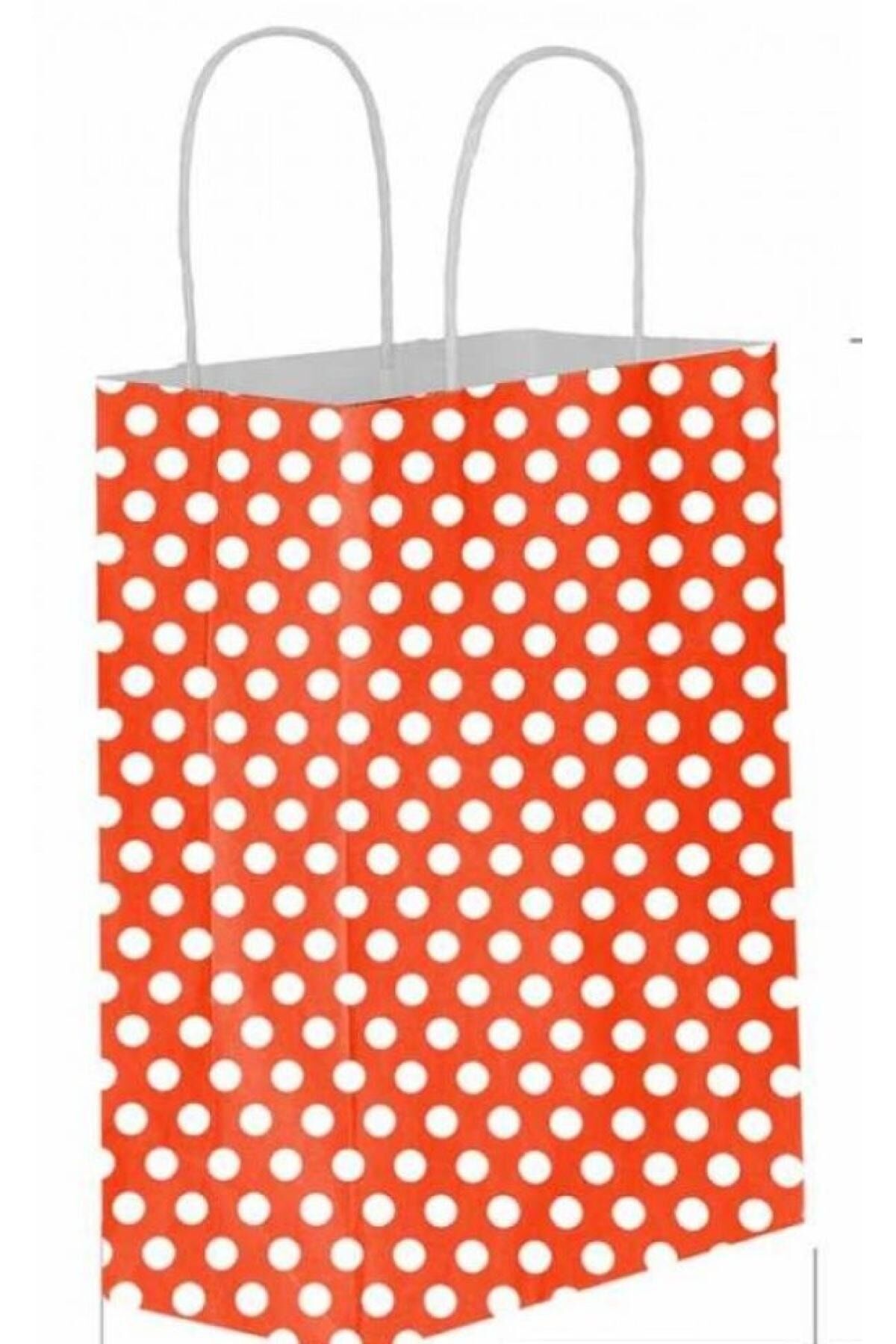 Karton Puantiyeli Hediye Poşeti 18x25x31 Cm 25 Adet