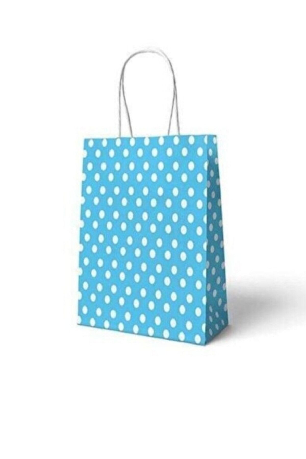 Karton Puantiyeli Hediye Poşeti Mavi