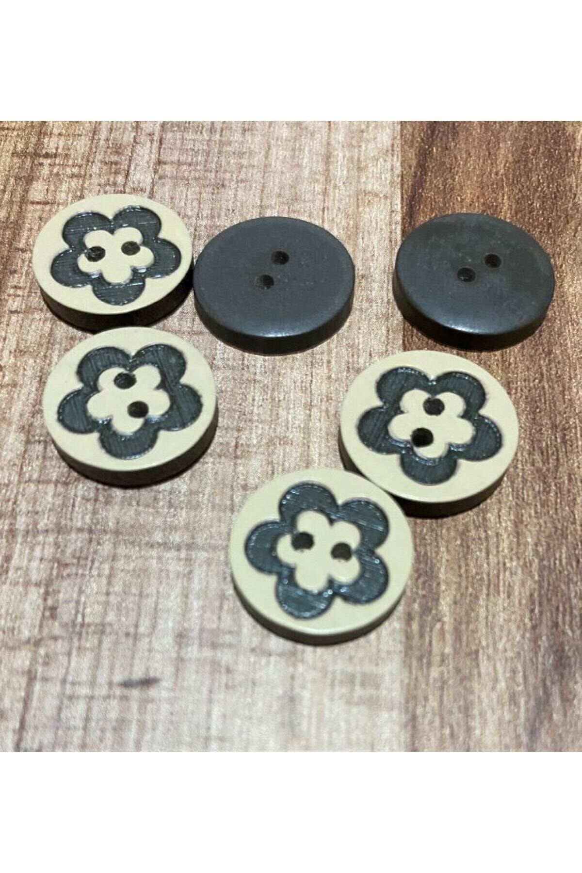 Papatya Bebe Düğme. 1.5cm 6'lı Paket. Koyu Haki