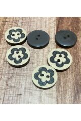 Papatya Bebe Düğme. 1.5cm 6'lı Paket. Koyu Haki